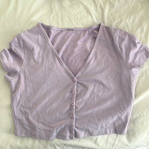 Lavender button up crop top size small to medium